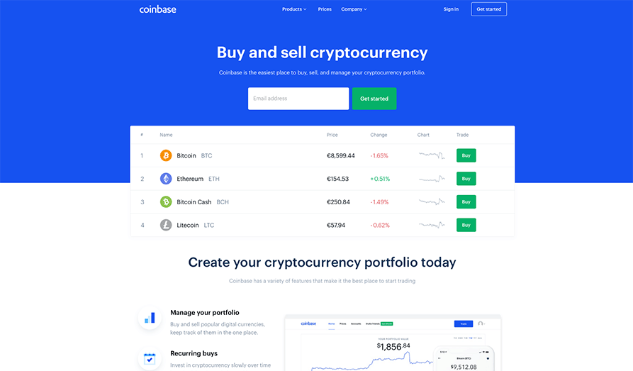 Coinbase: Kjøp og selg mer enn 100 kryptovalutaer!